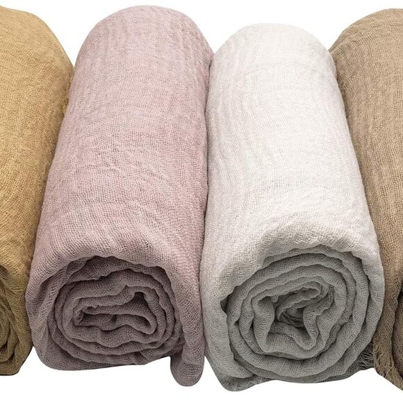 Versatile 4PCS Cotton Hemp Scarves - Long Shawl & Head Wrap for All Occasions - Picture 7 of 7